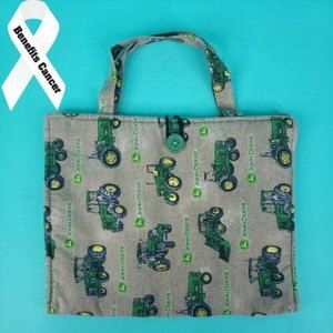 Handmade John Deere Tractor Travel Hanging Bag Green & White Polka Dot Accents